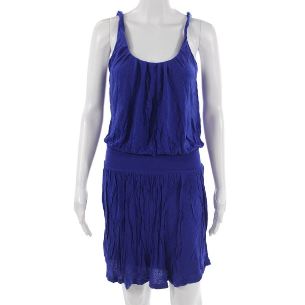 Deletta Anthropologie Women Blouson Tank Dress Blue Sleeveless Modal Size XS